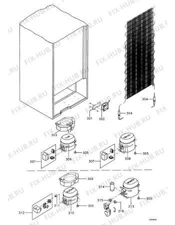 Взрыв-схема холодильника Electrolux MRB300C - Схема узла Cooling system 017