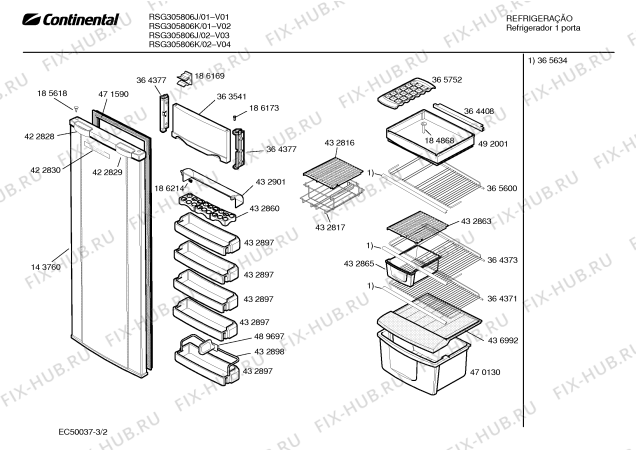 Взрыв-схема холодильника Continental RSG305806K Continental - Схема узла 02