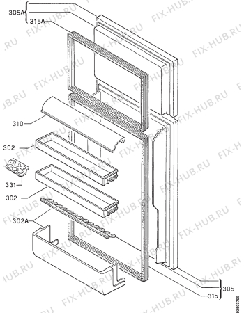 Взрыв-схема холодильника Zanussi ZFC15/4RD - Схема узла Door 003