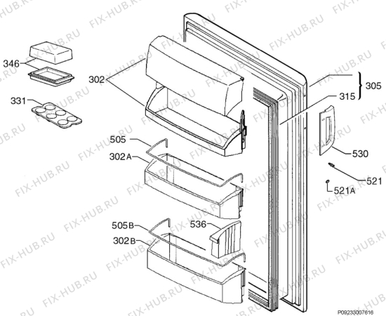 Взрыв-схема холодильника Aeg S2673KAS8 - Схема узла Door 003