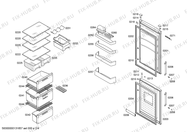 Взрыв-схема холодильника Bosch KGN39X23 - Схема узла 02