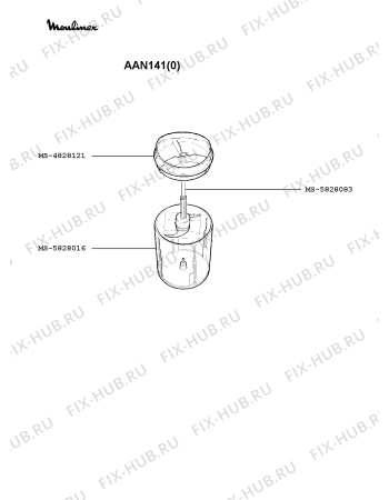 Взрыв-схема блендера (миксера) Moulinex AAN141(0) - Схема узла 6P001131.0P2