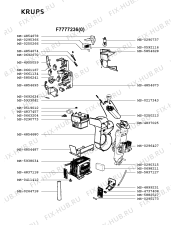 Взрыв-схема микроволновой печи Krups F7777236(0) - Схема узла 6P002412.6P4