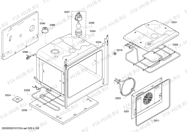 Взрыв-схема плиты (духовки) Bosch HBA41B251J - Схема узла 03