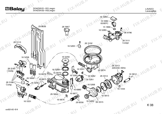 Схема №4 3VI423A VI423 с изображением Панель управления для посудомоечной машины Bosch 00353654