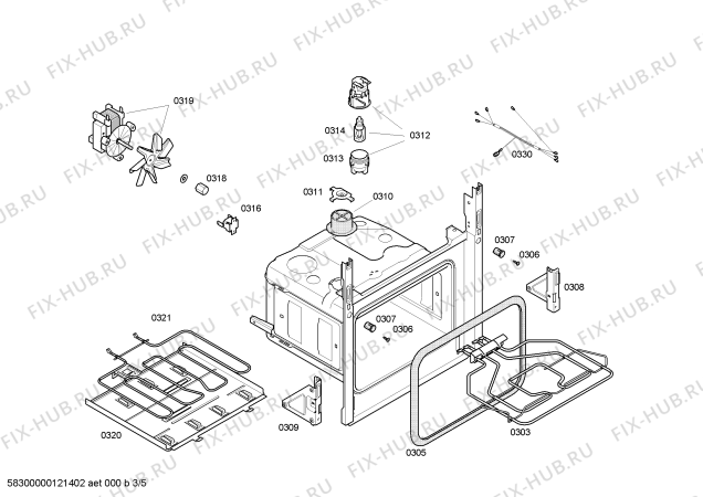 Схема №4 HB2TI5T3 horno.tecnik.indnp.inox.multifunc.ec2 с изображением Передняя часть корпуса для электропечи Bosch 00663289