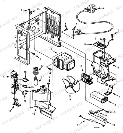 Взрыв-схема микроволновой печи Electrolux EMS2387 - Схема узла Functional parts