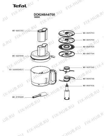 Взрыв-схема кухонного комбайна Tefal DO6248A4/700 - Схема узла SP004214.8P2