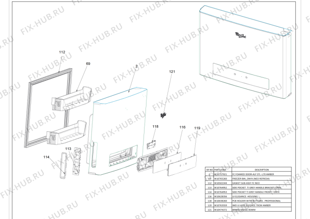 Схема №2 WTM 557 R SS с изображением Кнопка для холодильника Whirlpool 482000094267