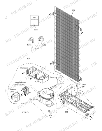 Взрыв-схема холодильника Hotpoint FZA34P (F054015) - Схема узла