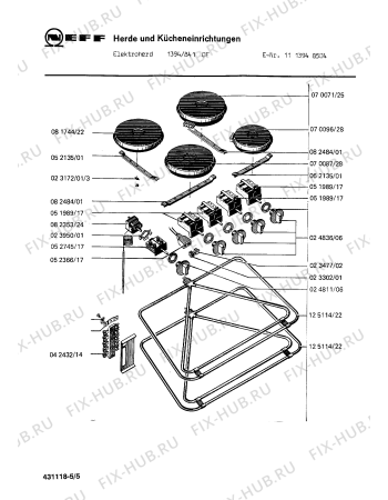 Взрыв-схема плиты (духовки) Neff 1113948504 1394/841OF - Схема узла 05