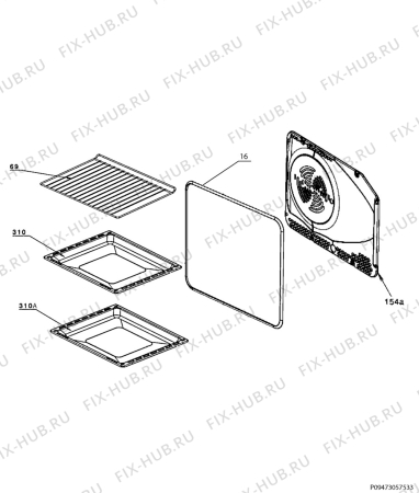 Взрыв-схема плиты (духовки) Electrolux EKM513508X - Схема узла Oven