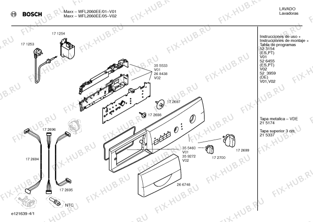Схема №3 WFL2060EE Maxx WFL2060 с изображением Инструкция по установке и эксплуатации для стиралки Bosch 00523154