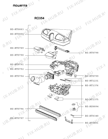 Взрыв-схема пылесоса Rowenta RO354 - Схема узла AP001034.2P3