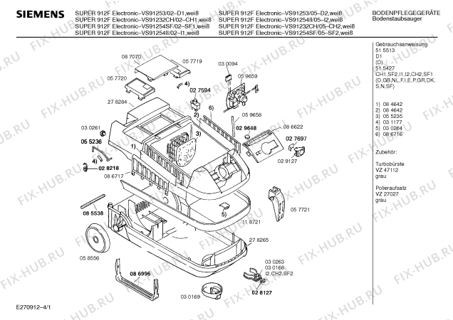 Схема №1 VS91253 super 912f electronic с изображением Штекер для электропылесоса Siemens 00030094