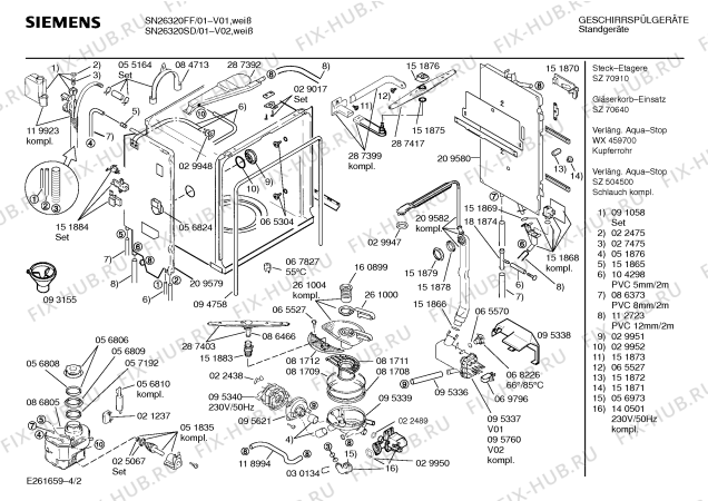 Взрыв-схема посудомоечной машины Siemens SN26320SD - Схема узла 02
