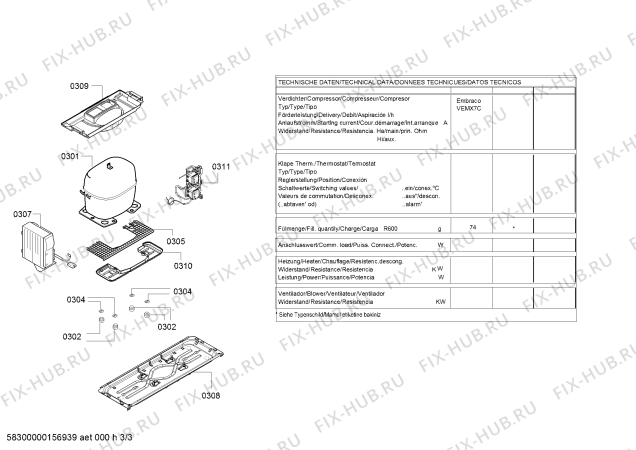 Взрыв-схема холодильника Bosch KGE36AI40 - Схема узла 03