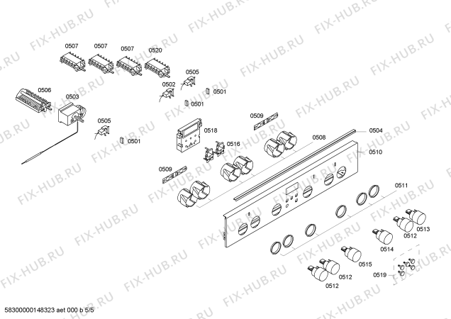 Схема №4 PHTB554225 с изображением Панель управления для плиты (духовки) Bosch 00700839