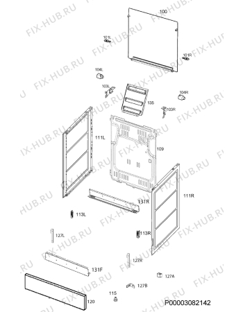 Взрыв-схема плиты (духовки) Electrolux EKG61104OX - Схема узла Housing 001