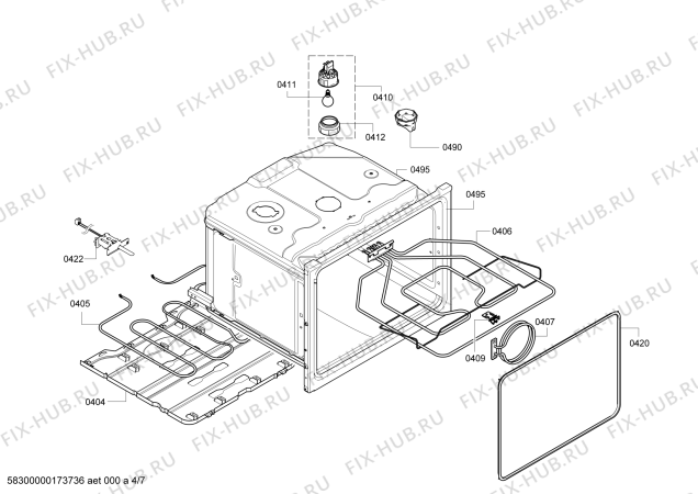 Схема №5 B46W74N3 с изображением Модуль управления, незапрограммированный для плиты (духовки) Bosch 00742802