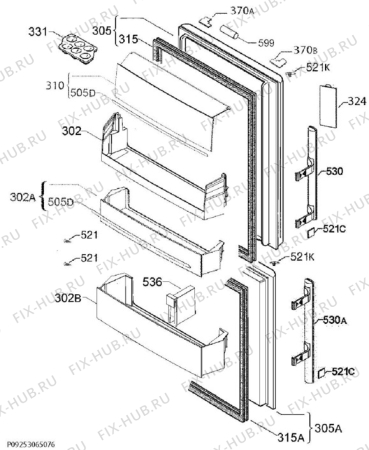 Взрыв-схема холодильника Electrolux EN3454MOX - Схема узла Door 003