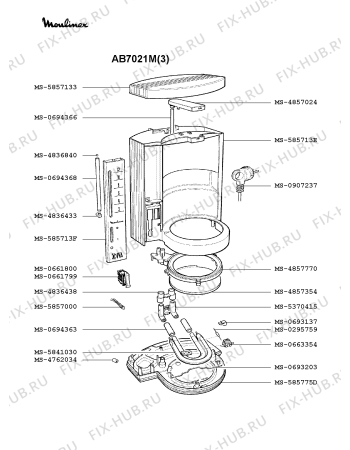 Взрыв-схема кофеварки (кофемашины) Moulinex AB7021M(3) - Схема узла PP001410.1P2