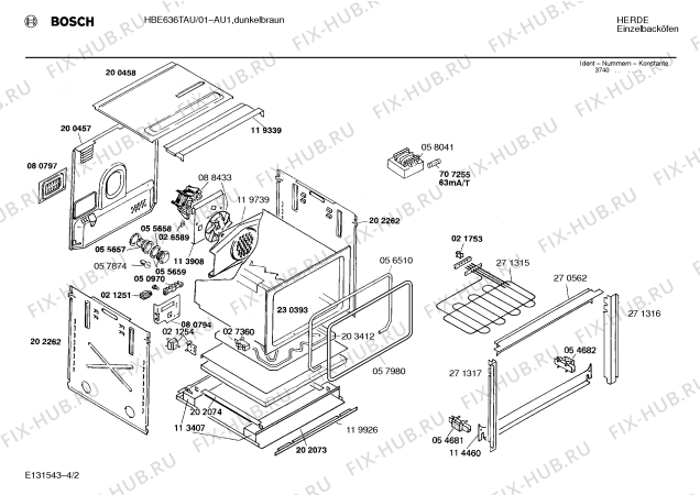 Схема №2 HBE632TAU с изображением Переключатель для духового шкафа Bosch 00059863