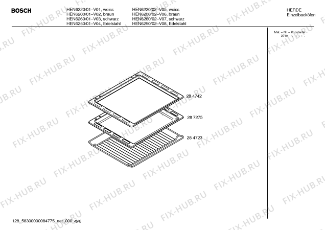Взрыв-схема плиты (духовки) Bosch HEN6220 S2001 - Схема узла 06