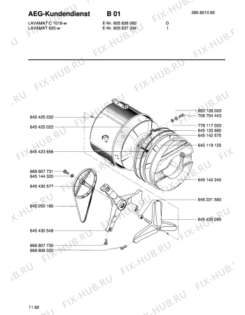 Взрыв-схема стиральной машины Aeg LAV620W  I - Схема узла Tub