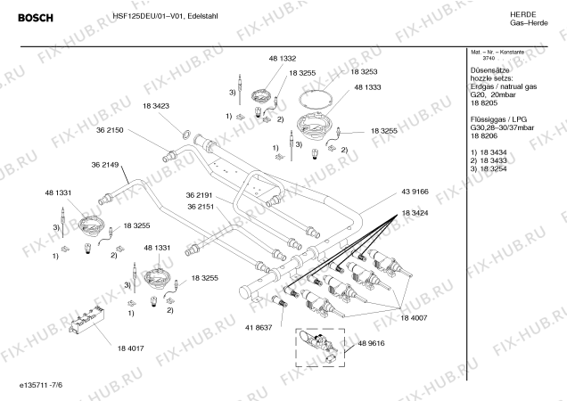 Взрыв-схема плиты (духовки) Bosch HSF125DEU - Схема узла 06