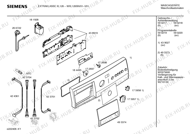 Схема №2 WXL126SN EXTRAKLASSE XL126 с изображением Инструкция по установке и эксплуатации для стиралки Siemens 00594483