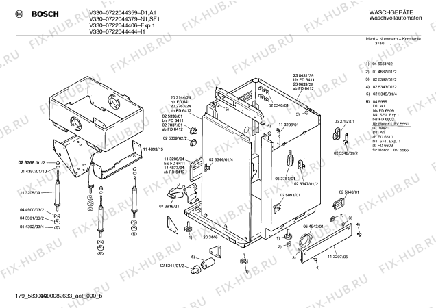Схема №4 0722044379 V330 с изображением Крышка для стиралки Bosch 00113193