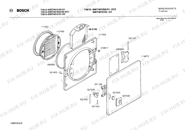 Взрыв-схема сушильной машины Bosch WMT4810 - Схема узла 03