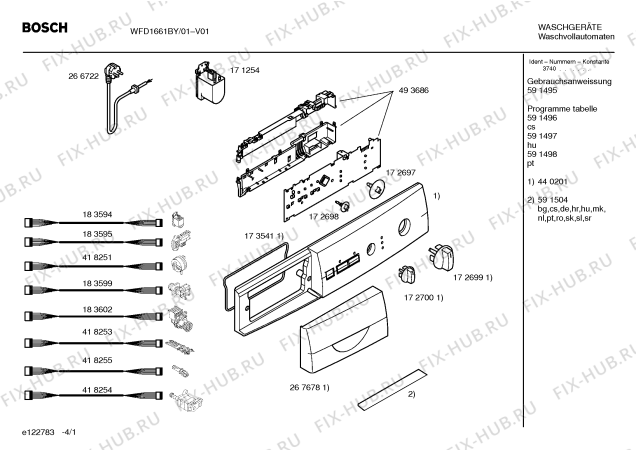 Схема №2 WFD1661BY BOSCH WFD 1661 с изображением Таблица программ для стиралки Bosch 00591497