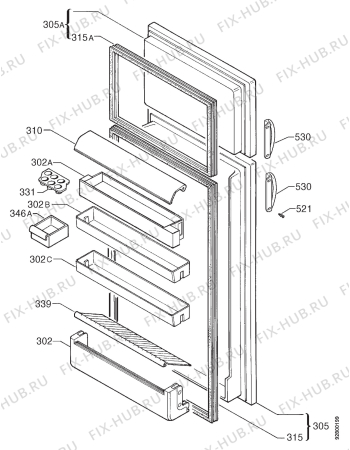 Взрыв-схема холодильника Zanussi ZFD24/7 - Схема узла Door 003