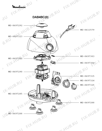 Взрыв-схема блендера (миксера) Moulinex DAB4BC(0) - Схема узла YP002786.2P2