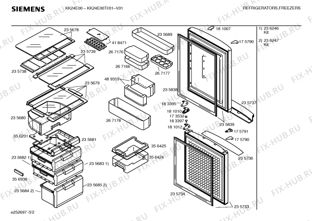Схема №1 KK22E00TI с изображением Инструкция по эксплуатации для холодильника Siemens 00525810