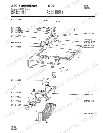 Взрыв-схема холодильника Aeg S1762-1 I - Схема узла Refrigerator electrical equipment