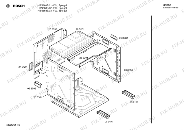 Взрыв-схема плиты (духовки) Bosch HBN868B - Схема узла 06