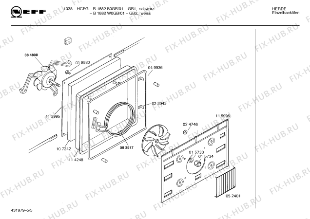 Взрыв-схема плиты (духовки) Neff B1882W0GB 1038HCFG - Схема узла 05
