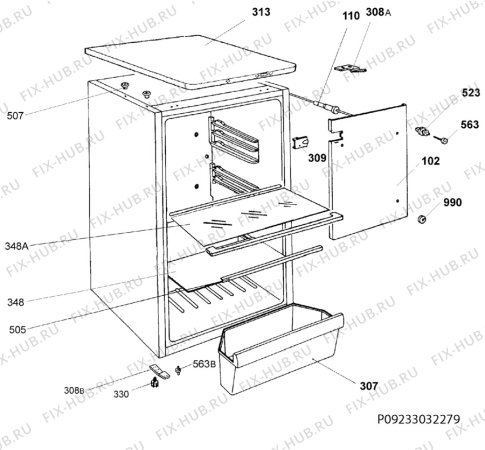 Взрыв-схема холодильника Electrolux ERF2000AOW - Схема узла Housing 001