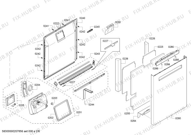 Взрыв-схема посудомоечной машины Bosch SHPM78W54N SuperSilencePlus 42dBA - Схема узла 02