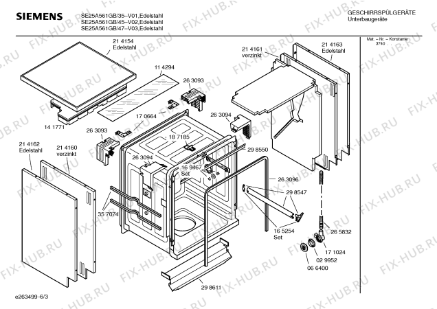 Схема №4 SE25A562 с изображением Столешница для посудомоечной машины Siemens 00214154