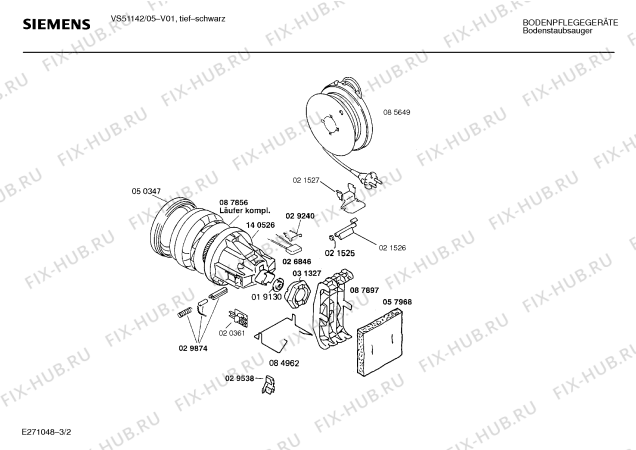 Схема №1 VS51142 с изображением Инструкция по эксплуатации для пылесоса Siemens 00516608