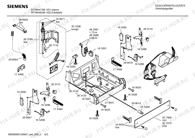 Взрыв-схема посудомоечной машины Siemens SF34647 Extraklasse - Схема узла 05