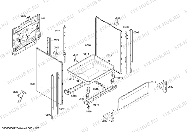 Взрыв-схема плиты (духовки) Bosch HSN421020 - Схема узла 05