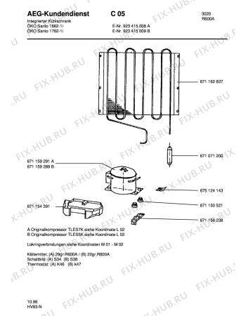 Взрыв-схема холодильника Aeg S1762-1 I - Схема узла Refrigerator cooling system