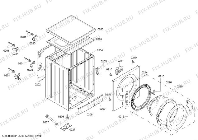 Взрыв-схема стиральной машины Bosch WAS28720GR Logixx 8 Sensitive - Схема узла 02