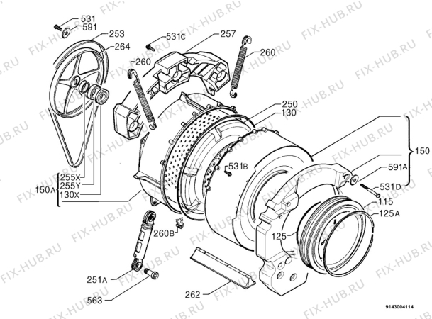 Взрыв-схема стиральной машины Electrolux EW957F - Схема узла Functional parts 267