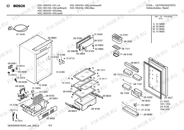 Схема №3 KDL1951 с изображением Шарнир для холодильной камеры Bosch 00263683